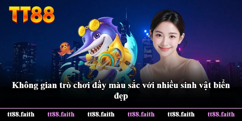 Không gian trò chơi đầy màu sắc với nhiều sinh vật biển đẹp Không gian trò chơi đầy màu sắc với nhiều sinh vật biển đẹp